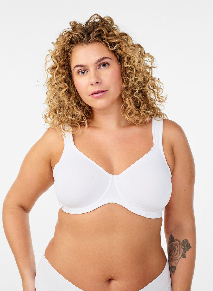 Komfort-BH med b&oslash;yle og formede sk&aring;ler, Hvit, Model image number 0