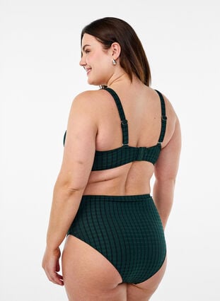 Zizzi Rutete bikinioverdel med avtagbare stropper, Grønn, Model image number 2