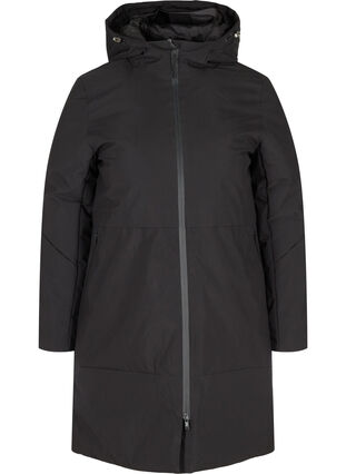 Vinterjakke med justerbar midje, Black, Packshot image number 0