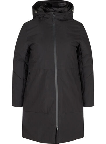 Vinterjakke med justerbar midje, Black, Packshot image number 0