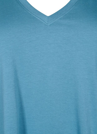 Bomulls T-skjorte med V-hals, Aegean Blue, Packshot image number 2