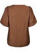 Bluse med ballongermer og V-hals, Brun, Packshot image number 1