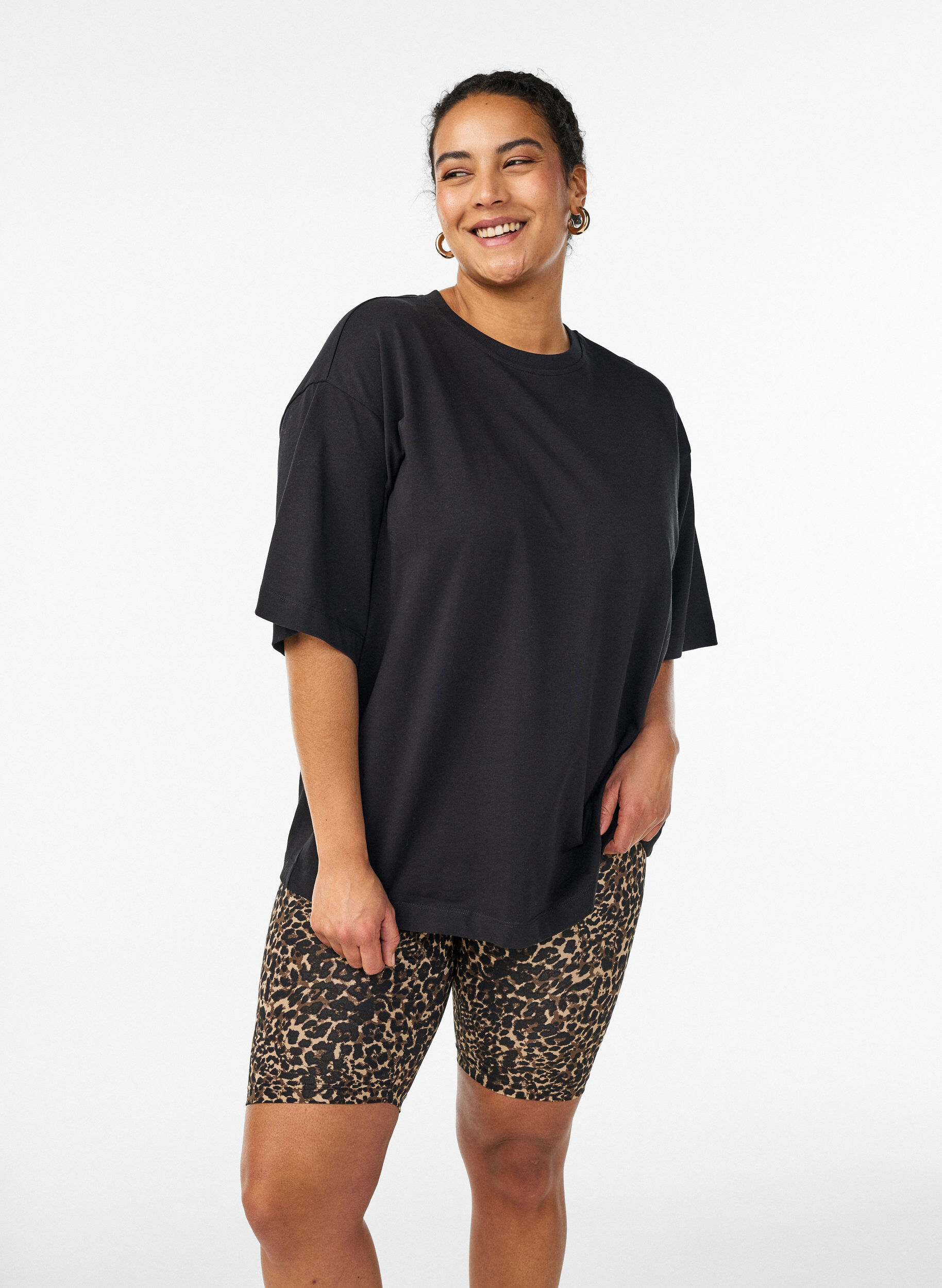 Zizzi2-pakke sykkelshorts, Brun, Model image number 0