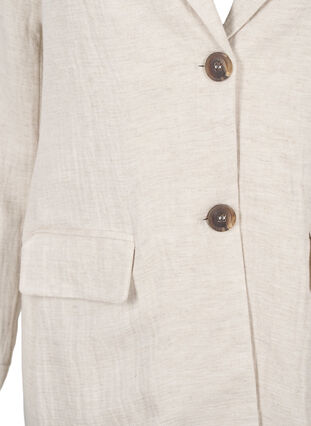 Zizzi Blazer i materialblanding med lin, Rainy Day, Packshot image number 2