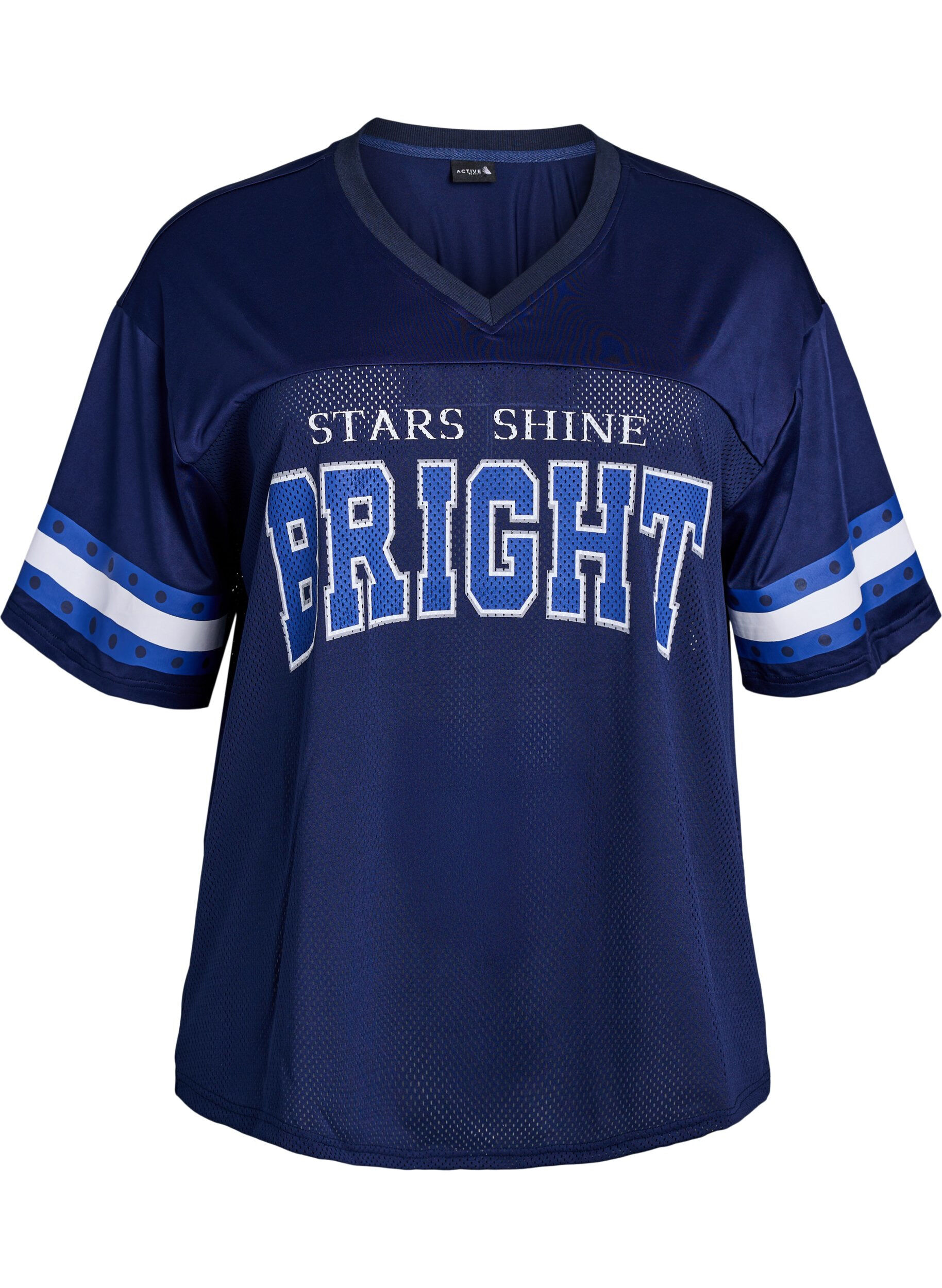 Trenings-t-skjorte med V-hals og trykk foran