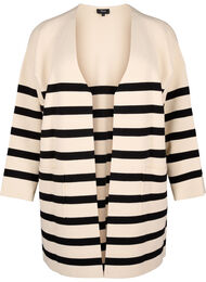 Langstrikket stripet cardigan, Birch w/Black