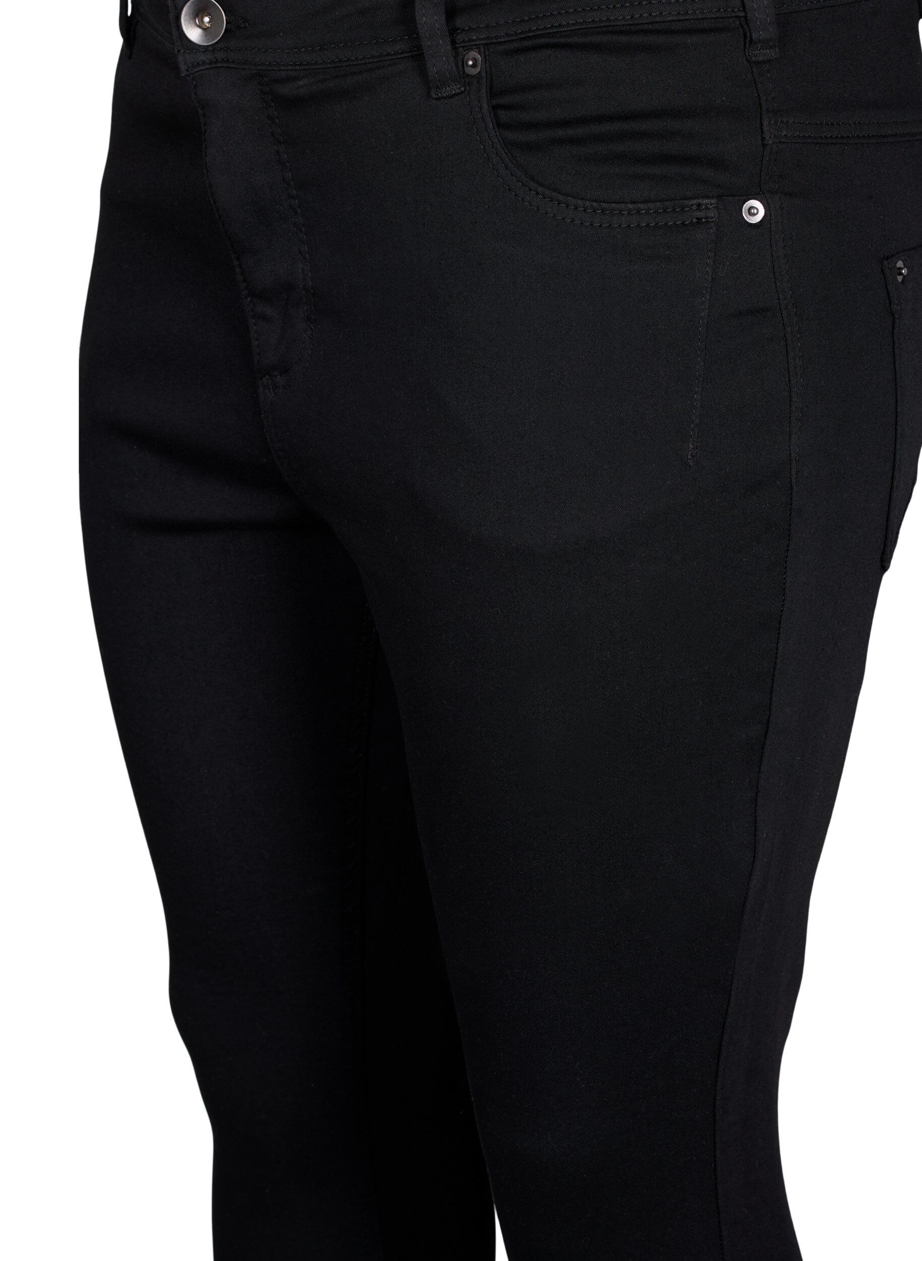 ZizziCropped Amy jeans med glidel&aring;s, Svart, Packshot image number 2