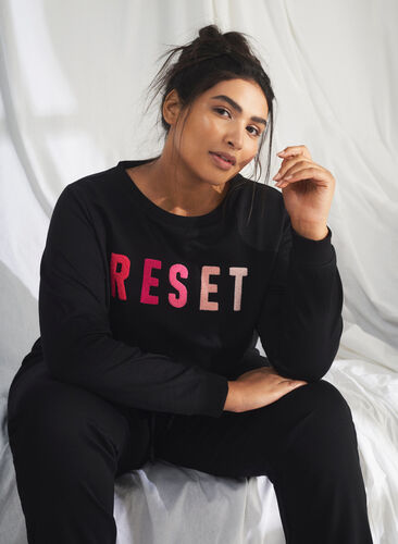 Sweatshirt med tekst, Black W. Reset, Image image number 0