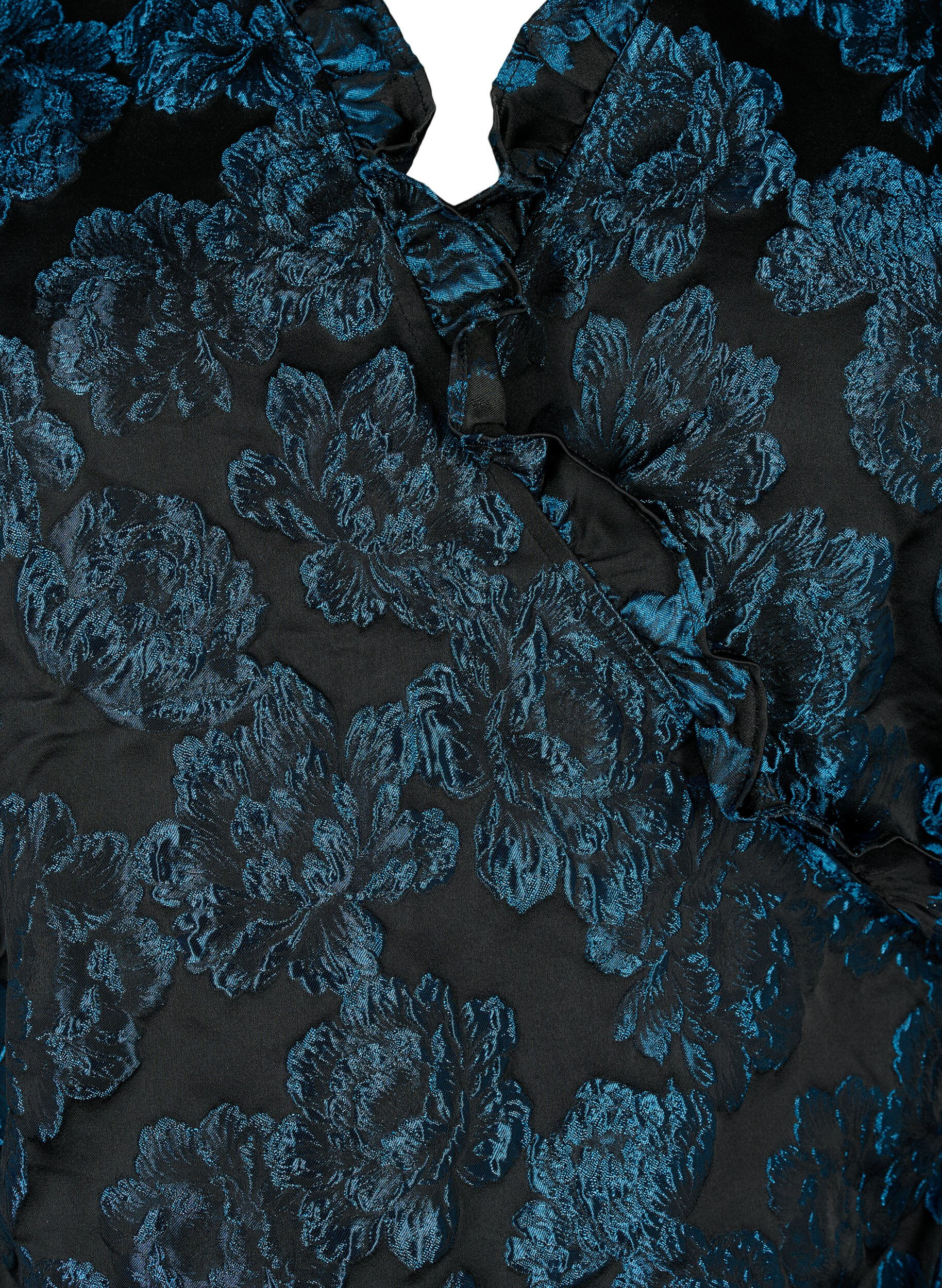 Zizzi Jacquard-omslagsbluse og 3/4-ermer, Black Blue, Packshot image number 2