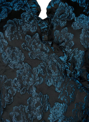 Jacquard-omslagsbluse og 3/4-ermer, Black Blue, Packshot image number 2