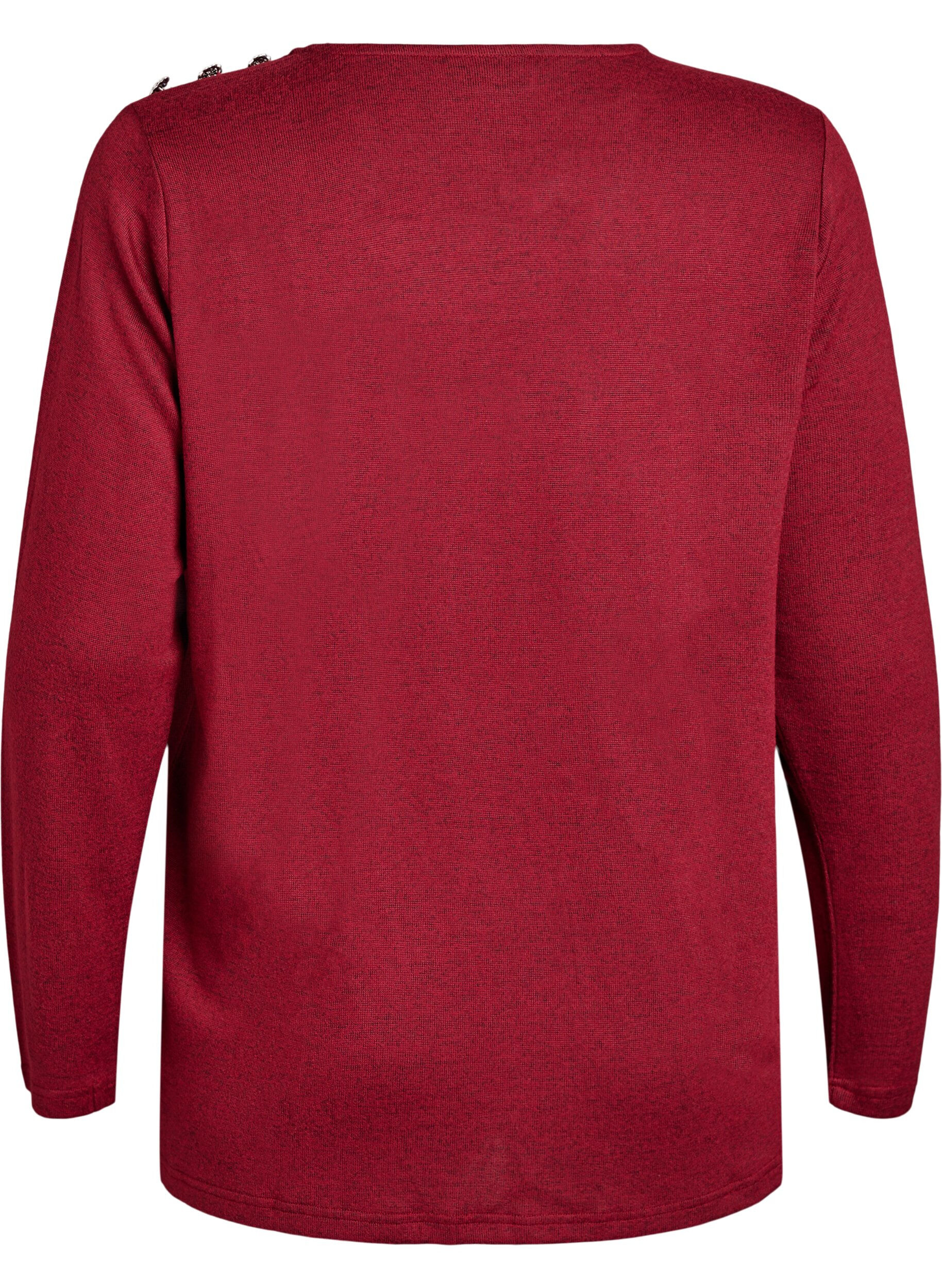 Zizzi Bluse med dekorative knapper, R&oslash;d, Packshot image number 1