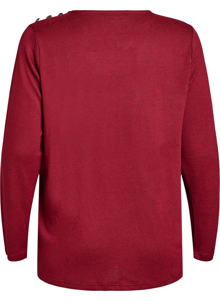 Bluse med dekorative knapper, Rød, Packshot image number 1