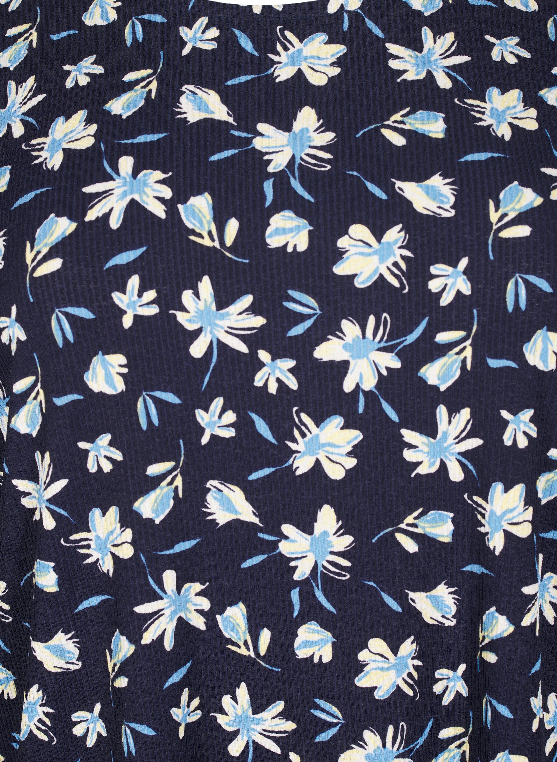 Zizzi Bluse med lange ermer og blomstertrykk, Bl&aring;, Packshot image number 2