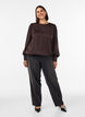 Bluse med satenglook og ballongfasong, Brun, Model image number 1