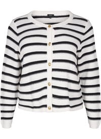 Stripet strikket cardigan med gullknapper, Cloud D. w. Black Stripet strikket cardigan med gullknapper