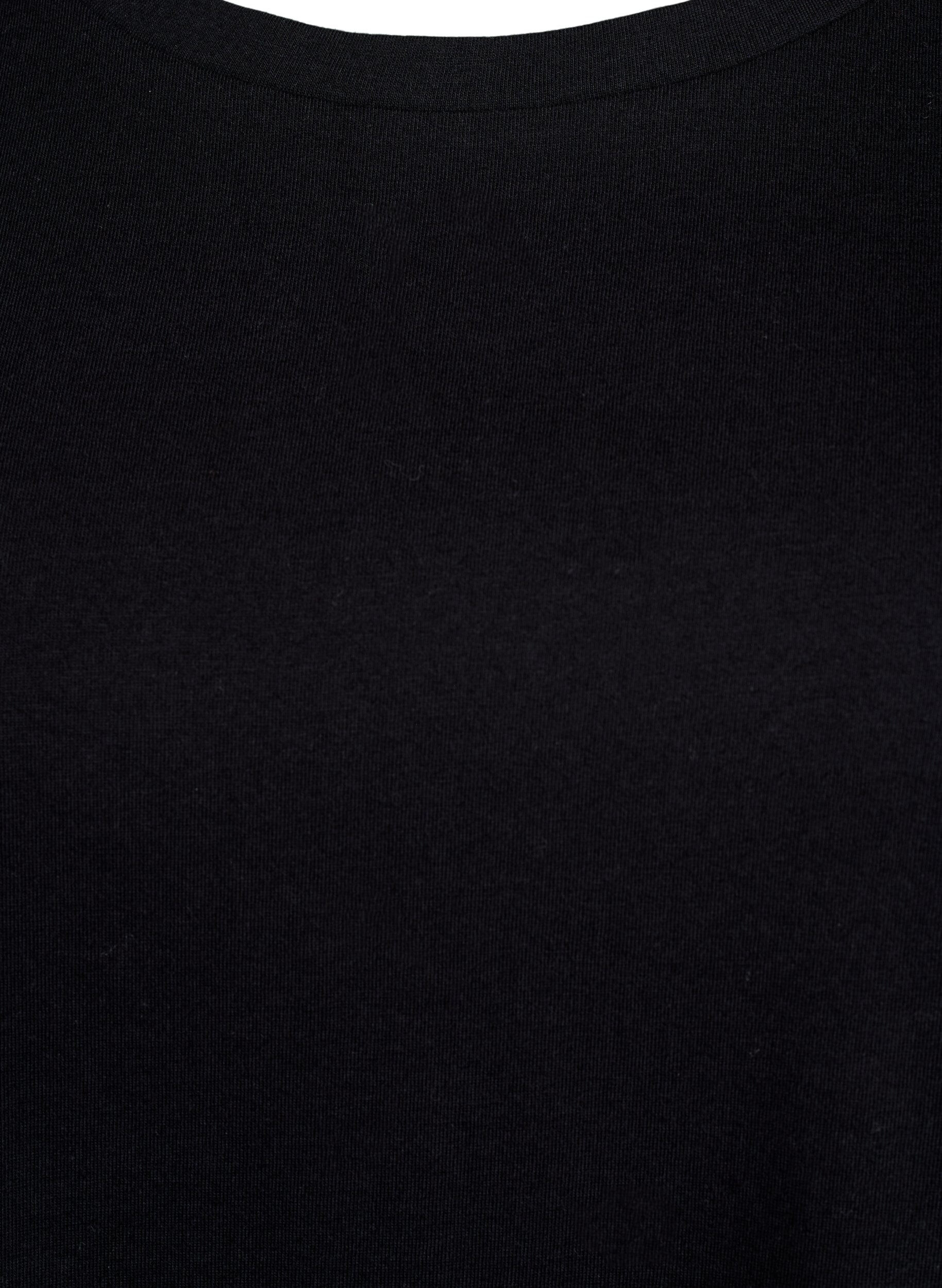 Zizzi T-skjorte med Broderie Anglaise-ermer, Svart, Packshot image number 2