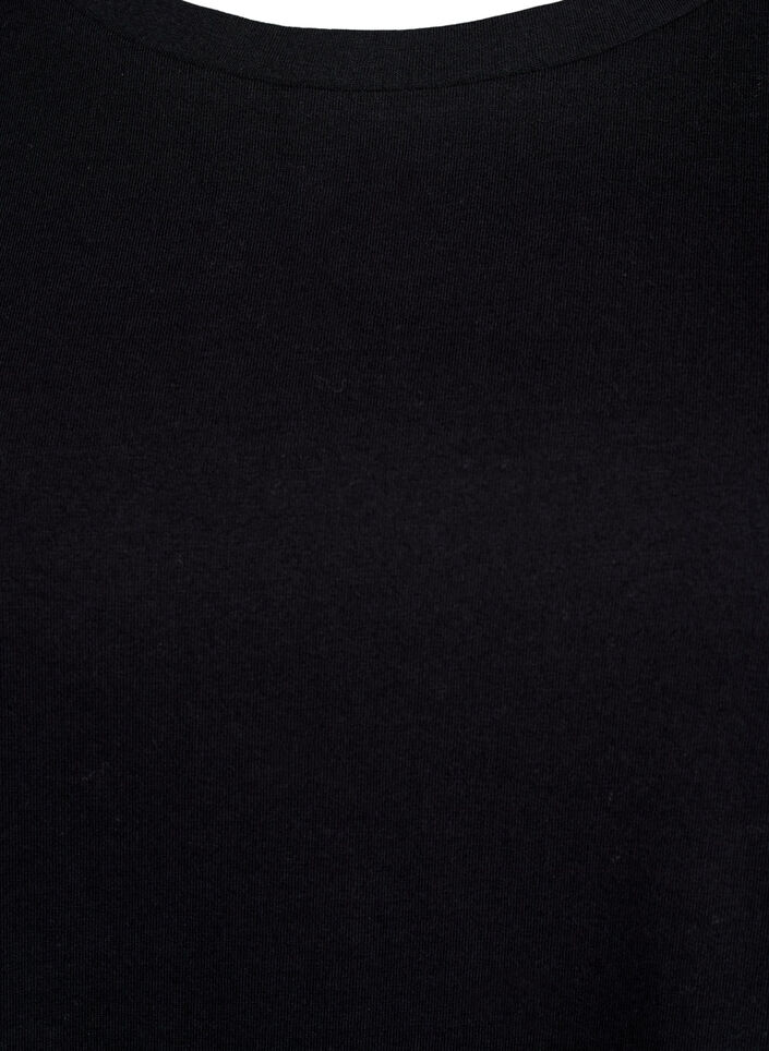 T-skjorte med Broderie Anglaise-ermer, Svart, Packshot image number 2