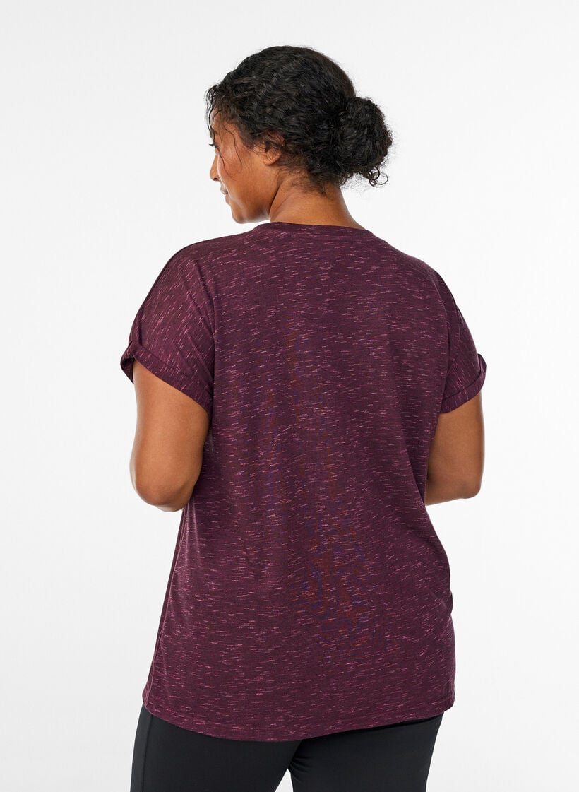 Løs trenings-T-skjorte med korte ermer, Mørk Bordeaux, Model image number 2