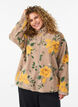 Blomstret fleecejakke med h&oslash;y hals og glidel&aring;s, Beige, Model image number 0