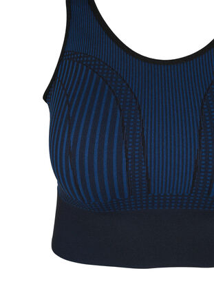 Zizzi Sømløs sports-BH med striper, Black w. Blue Depths, Packshot image number 2