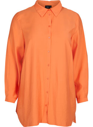 Lang skjorte i viskose, Celosia Orange, Packshot image number 0