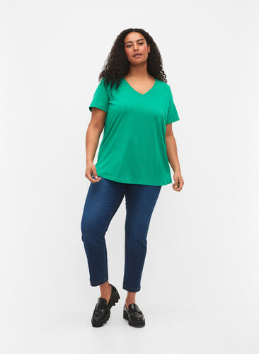 Kortermet T-skjorte med V-hals, Simply Green, Model image number 2