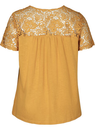 T-skjorte med blonder, Mineral Yellow, Packshot image number 1