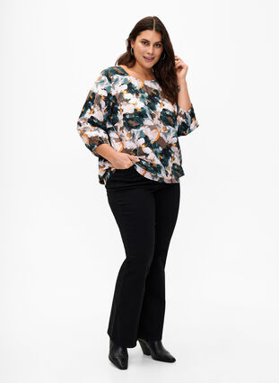 Zizzi Viskosebluse med trykk, Duck Gr. Forest AOP, Model image number 2