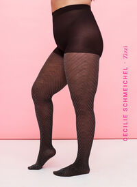 Tights med glitter og stripete mønster, Black, Model