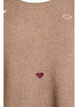 Genser med hjerter og 3/4 ermer, Brun, Packshot image number 2