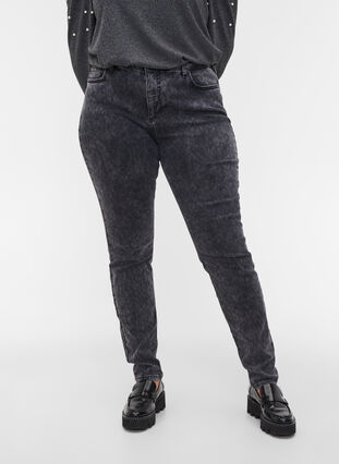 Amy jeans med høyt liv, Grey Denim, Model image number 2