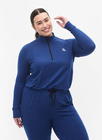 Trening skjorte med glidelås, S. Blue / Black Mel., Model