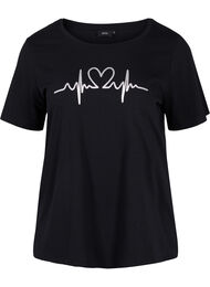 T-skjorte med trykk, Black HEARTBEAT