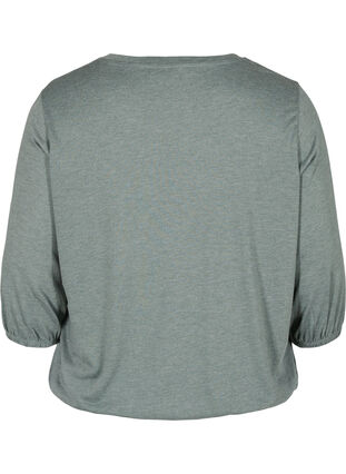Ensfarget bluse med 3/4-ermer, Balsam Green Mel, Packshot image number 1