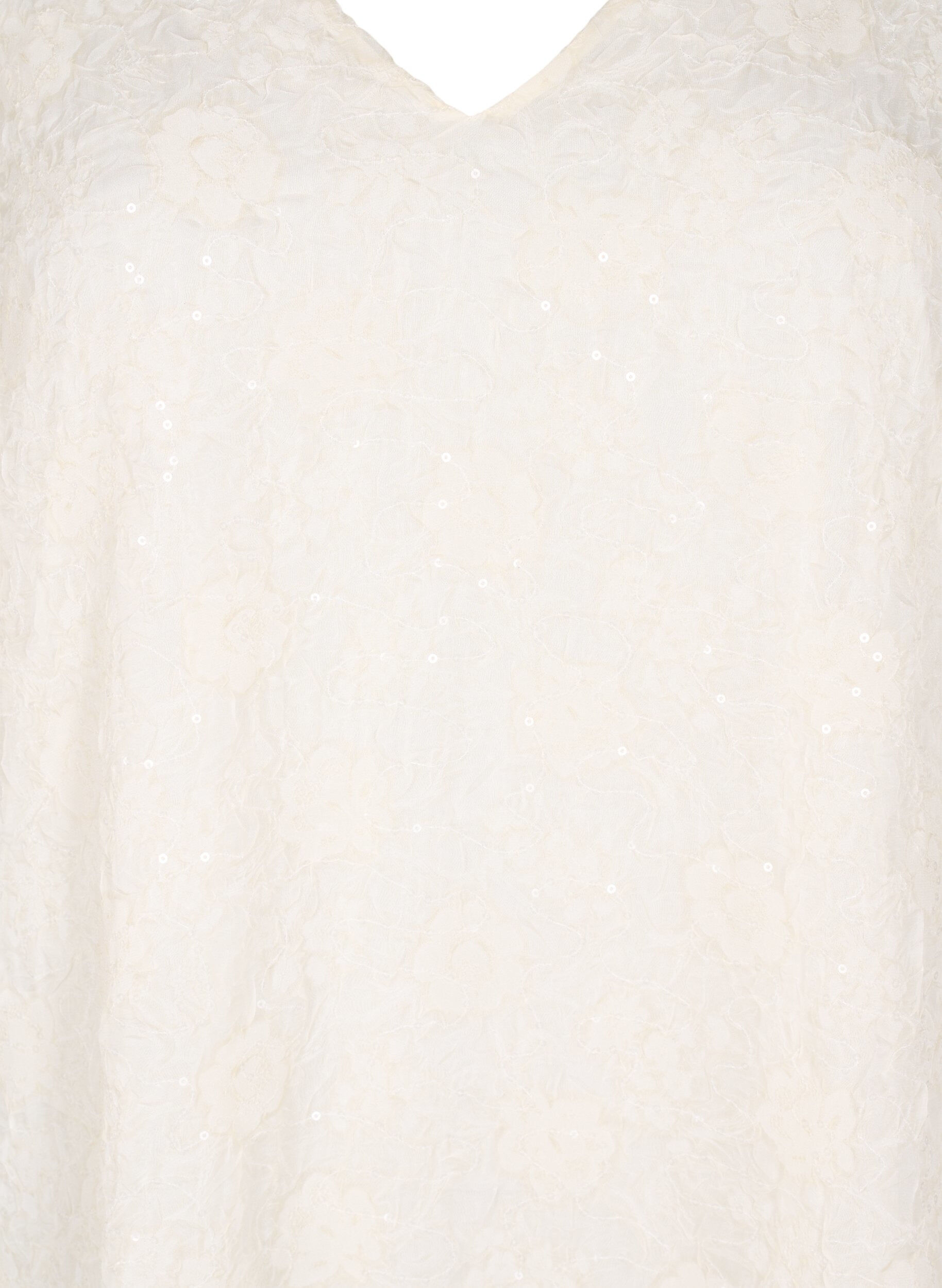 Zizzi Kort festkjole med paljetter, Vanilje, Packshot image number 2