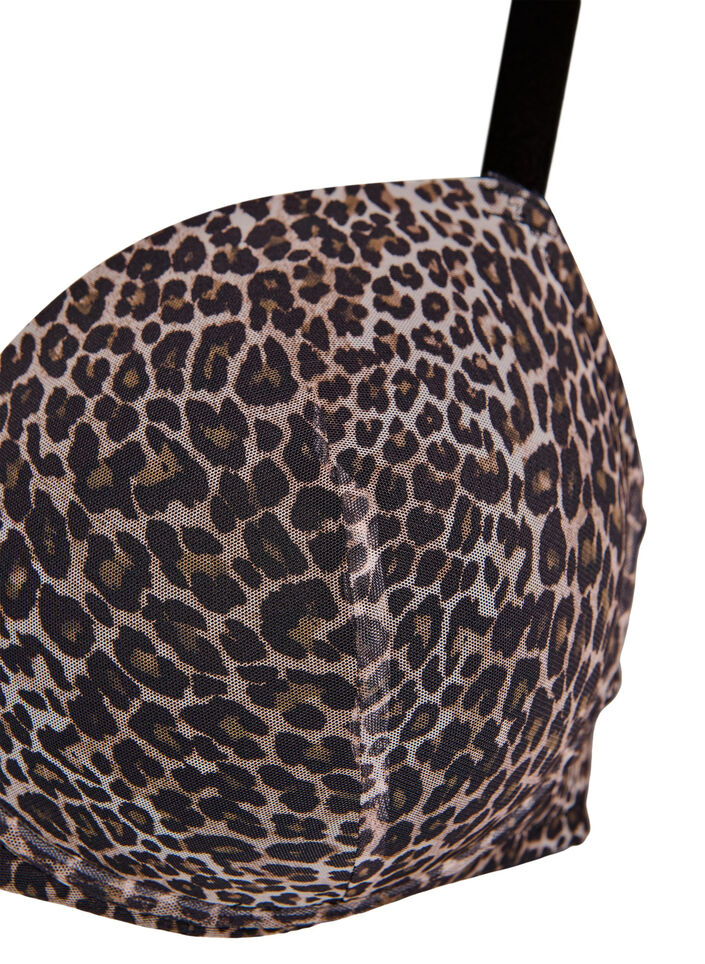 Formstøpt BH med leopardmønstret mesh, Brun, Packshot image number 2