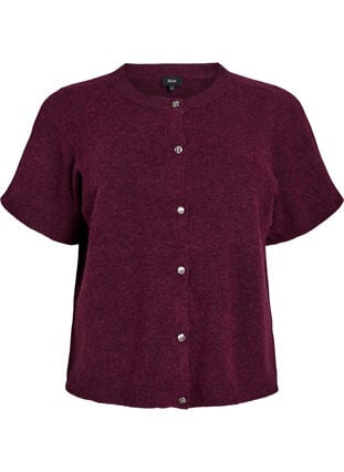 Zizzi Strikket cardigan med korte ermer, Fig Mel., Packshot image number 0