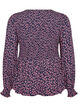 Bluse med smocket topp og blomstertrykk, Bl&aring;, Packshot image number 1