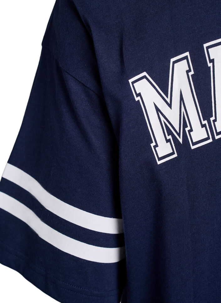 Kort T-skjortekjole med sporty detaljer, Blå, Packshot image number 4