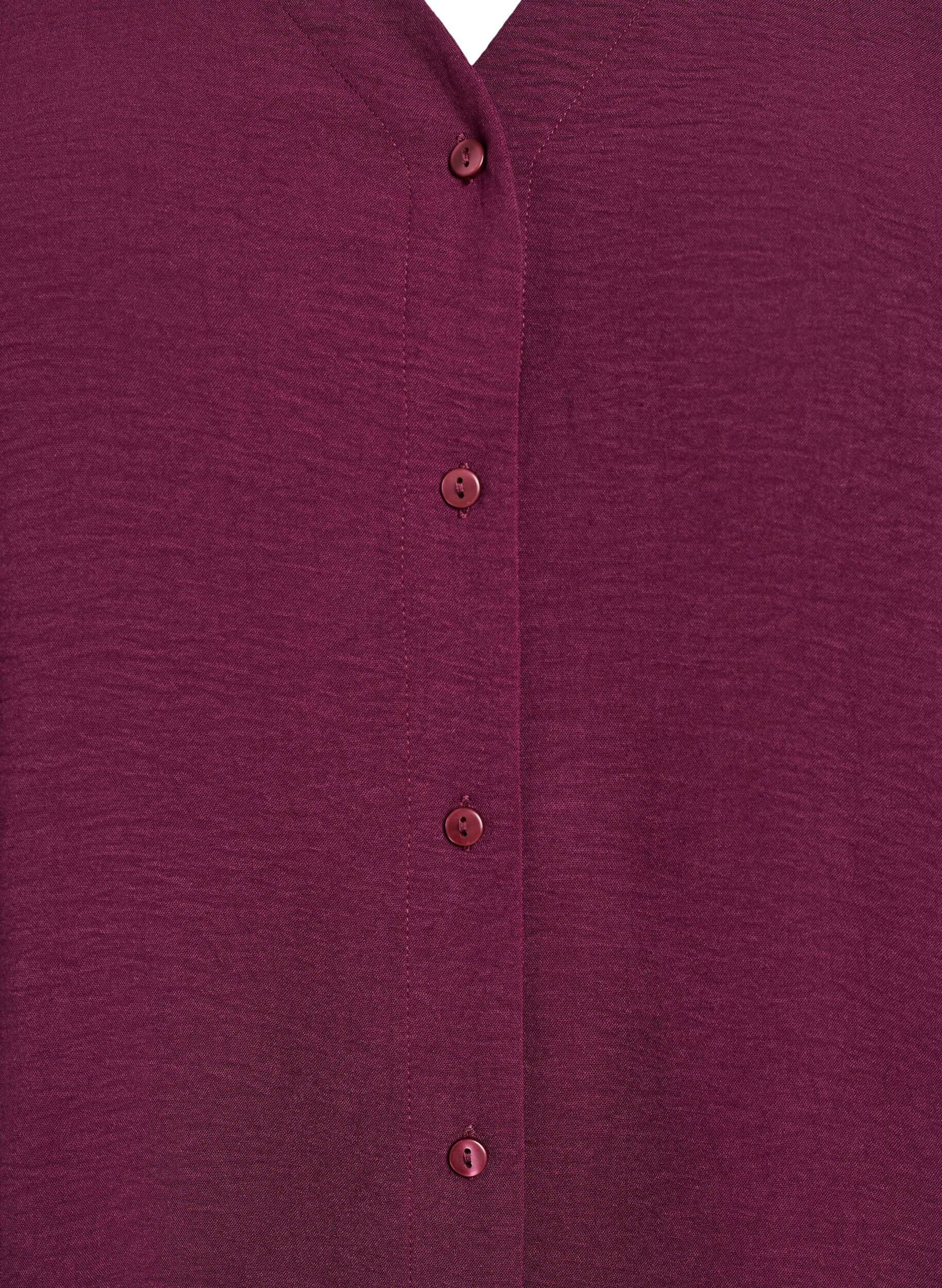 ZizziSkjortebluse med v-hals og 3/4 ermer, R&oslash;d, Packshot image number 2