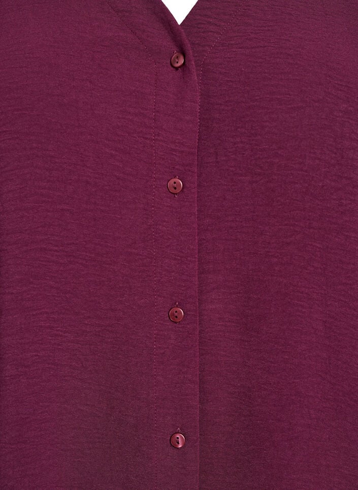Skjortebluse med v-hals og 3/4 ermer, R&oslash;d, Packshot image number 2