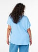 Bluse med korte ermer og rund hals, Bl&aring;, Model image number 2