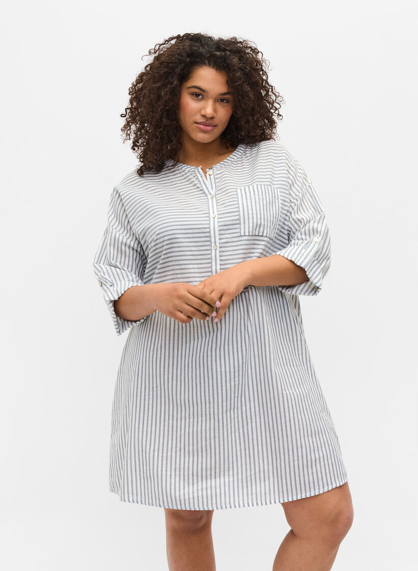 Stripete tunika med knapper og 3/4-ermer, Trooper Stripe, Model image number 0