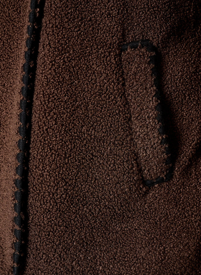 Teddyjakke med kontrastdetaljer, Brun, Packshot image number 2