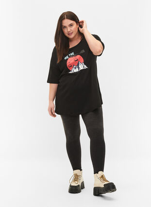 T-skjorte i bomull med trykk, Black/Dubarry, Model image number 2