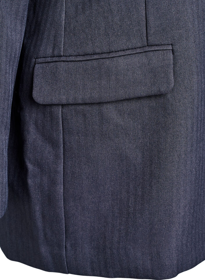 Klassisk blazer med lommer, Dark Grey , Packshot
