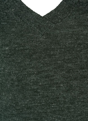 Melert strikkekjole med V-hals, Darkest Spruce melange, Packshot image number 2