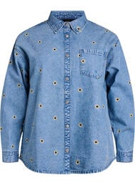 Denimskjorte med broderte blomster, L. B. D Sunflower 