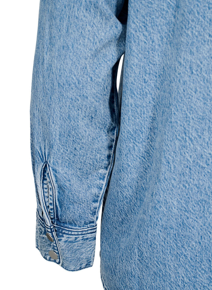 Denimskjorte med brystlommer, Blå, Packshot image number 3