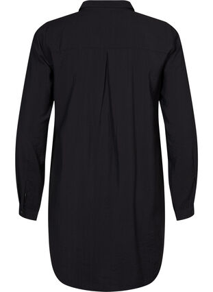 Lang skjorte i viskoseblanding, Black, Packshot image number 1